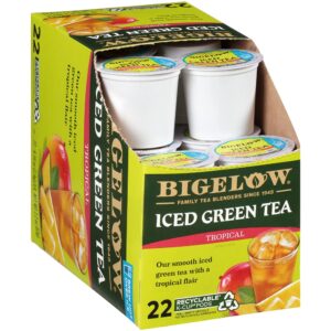 bigelow tropical iced green tea, k-cup, 0.10 oz, 22/box