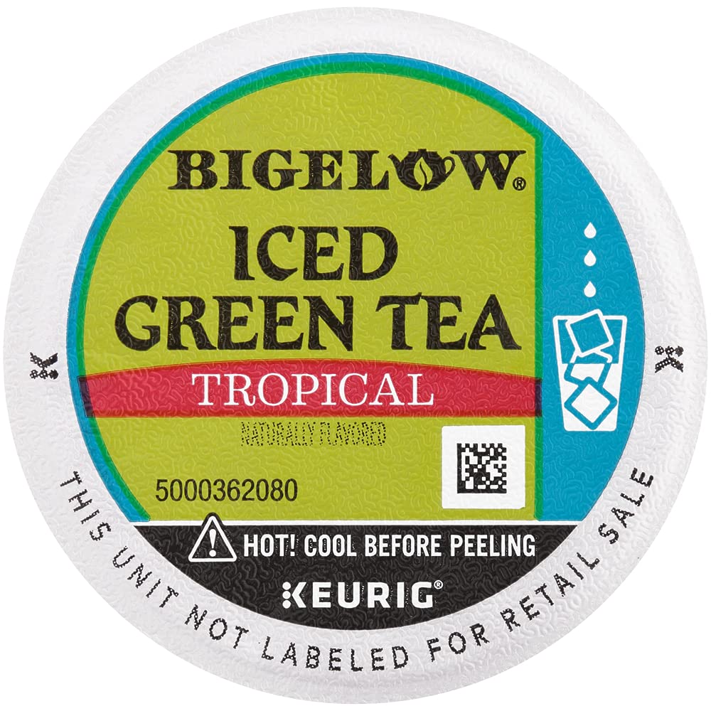 Bigelow Tropical Iced Green Tea, K-Cup, 0.10 oz, 22/Box