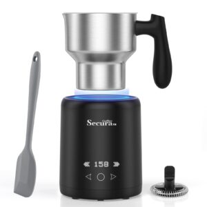 secura coffee milk frother, 5-in-1 electric milk steamer with detachable stainless steel jug automatic hot/cold foam & hot chocolate maker with led touch screen, temperature display, induction heating