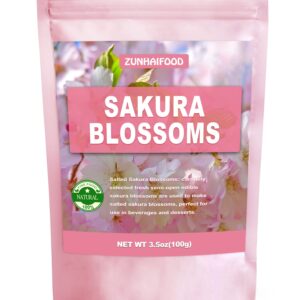 Edible Salted Sakura Blossoms, Premium Pickled Sakura Cherry Blossoms, 3.5oz(100g)