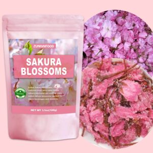 Edible Salted Sakura Blossoms, Premium Pickled Sakura Cherry Blossoms, 3.5oz(100g)