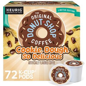 the original donut shop cookie dough so delicious, keurig single serve k-cup pods, flavored coffee, 72 count (6 packs of 12)