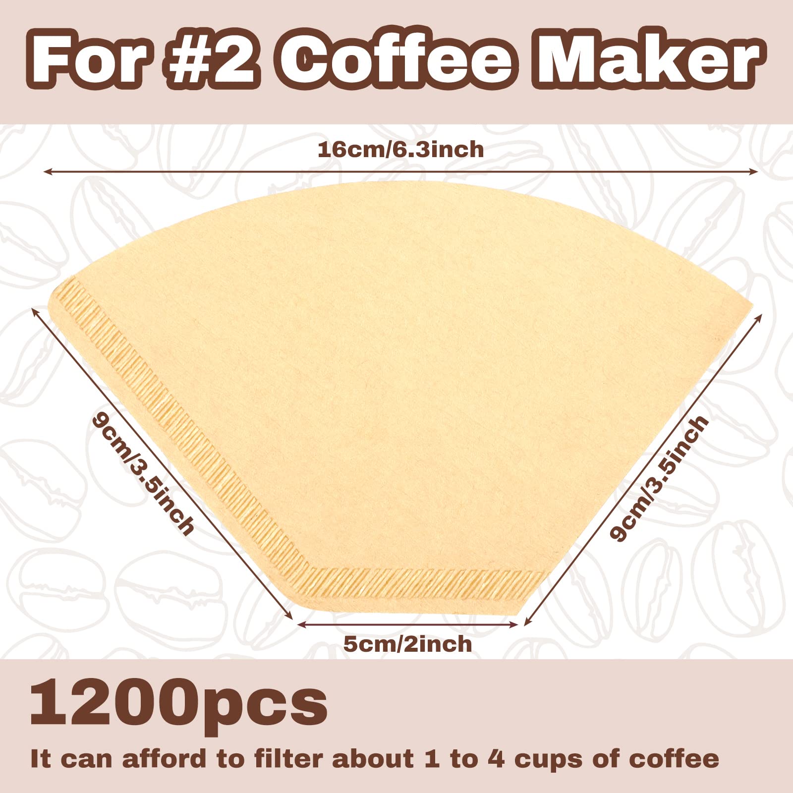 1200 Pcs #2 Cone Coffee Filters Paper Coffee Filter Unbleached Coffee Filters Disposable Pour Over Coffee Filters for Coffer Maker Pour Drip
