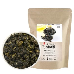 fullchea - milk oolong tea - oolong tea loose leaf - taiwan high mountain tea jin xuan milk oolong - naturally milky and silky aroma - health tea - 4oz / 113g