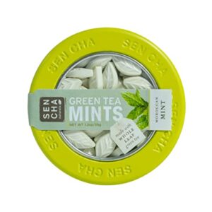 sen cha naturals green tea mints, sugar-free breath mints, made with organic japanese matcha green tea, gluten-free, sugar-free, vegan & keto-friendly mints, moroccan mint, 1.2oz (1 pack)