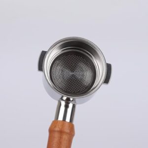 51mm bottomless portafilter 2 ears with Wooden Handle