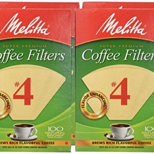 Melitta Cone Coffee Filters, Natural Brown #4, 100 Count (Pack Of 6)