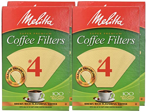 Melitta Cone Coffee Filters, Natural Brown #4, 100 Count (Pack Of 6)