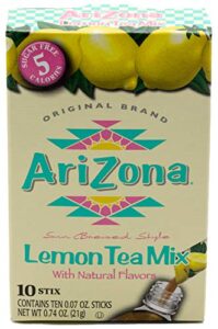 arizona lemon iced tea stix sugar free, 10countper box (pack of 6), low calorie single serving drink powder packets, just add water for a deliciously refreshing iced tea beverage