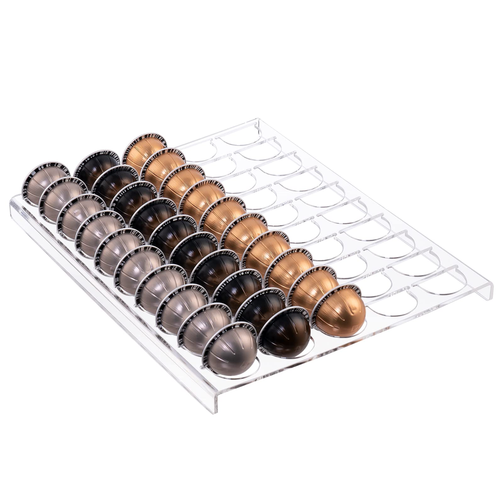 Sumerflos Clear Coffee Pod Holder Storage Tray 15.75" L x 12.6" W for Vertuoline Capsule, Drawer Insert Organizer Holds 50 Pods Counter Organizer of Kitchen, Home, Office