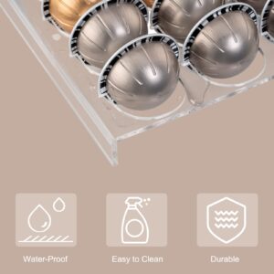 Sumerflos Clear Coffee Pod Holder Storage Tray 15.75" L x 12.6" W for Vertuoline Capsule, Drawer Insert Organizer Holds 50 Pods Counter Organizer of Kitchen, Home, Office