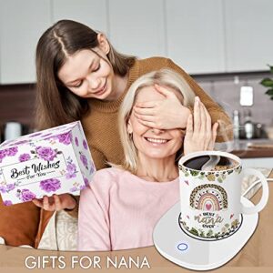 Nana Gifts, Nana Gifts for Mothers Day, Nana Gifts from Grandkids - Smart Warmer Thermostat Coaster with Mug, Grandma Birthday Gift, Beverage Warmer Maintain Temperature 120℉-140℉