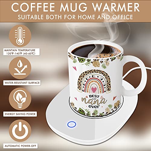 Nana Gifts, Nana Gifts for Mothers Day, Nana Gifts from Grandkids - Smart Warmer Thermostat Coaster with Mug, Grandma Birthday Gift, Beverage Warmer Maintain Temperature 120℉-140℉