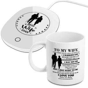 Gifts for Wife-Gifts for Wife Mother's Day Great Mug Warmer Set-Mothers Day Wife Gifts from Husband Smart Warmer Thermostat Coaster with Mug, Beverage Warmer Maintain Temperature 120℉-140℉