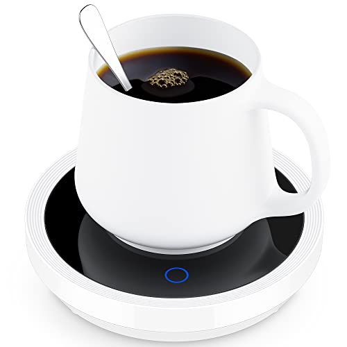 Apwche Coffee Warmer for Desk Keep Coffee hot with Gravity Sensor auto Shut Off & on Cup Warmer for Coffee Cup Warmer for Coffee, Milk,Water, White Without Cup