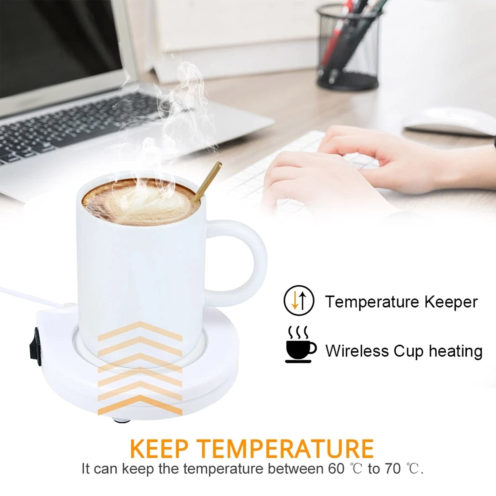 Warmer Mug Mat, Convenient Use Coffee Cup Warmer 4.5x4.5x0.8in Practical USB Plug-in Coffee Warmer for Coffee Tea, Milk, Hot Chocolate for Homes Offices Companies