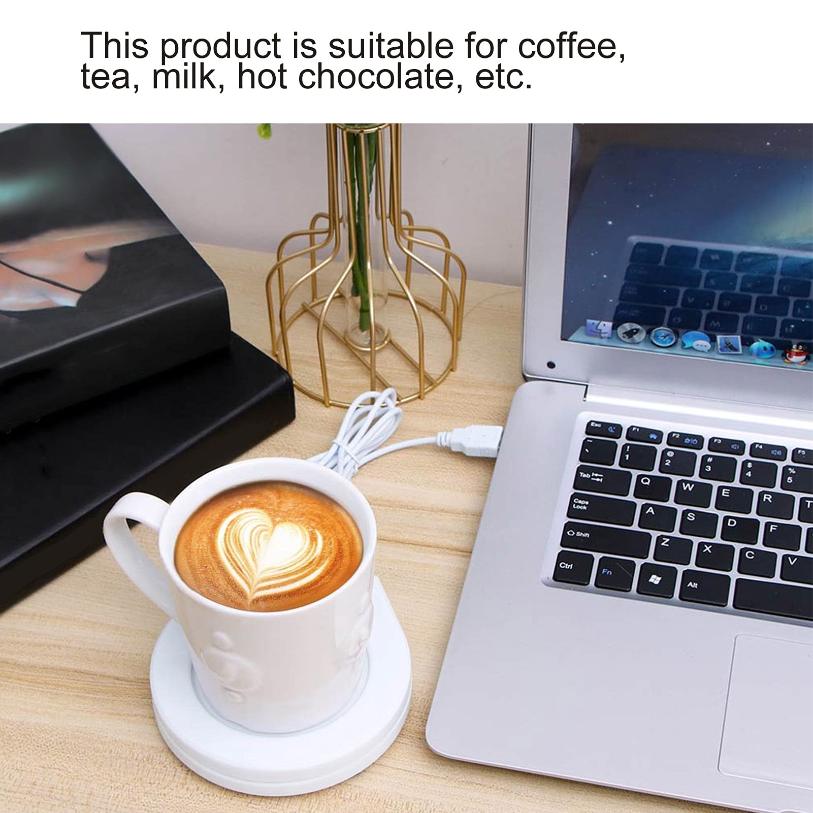 Warmer Mug Mat, Convenient Use Coffee Cup Warmer 4.5x4.5x0.8in Practical USB Plug-in Coffee Warmer for Coffee Tea, Milk, Hot Chocolate for Homes Offices Companies