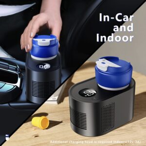 Smart Electric Cup Warmer and Cooler with Temperature Control for Car, Home, and Travel，12/24V Coffee Tea Drinks Mug Heating & Cooling 2IN1 with LED Display for Water,Milk,Beer,Drinks