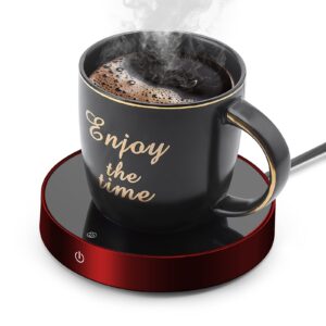 suewow coffee mug warmer and smart cup warmer,mug warmer for desk,electric beverage warmer with 3 temperature settings with auto on/off, auto power-off protection (red)