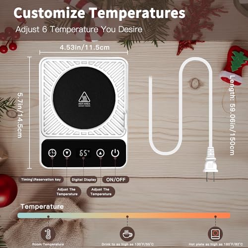 Mug Warmer,Coffee Warmer for Desk with Auto Shut Off,Keep Temperature Up to 131℉/ 55℃ for Office/Home to Warm Coffee Tea Milk Candle Heating Wax,Great Gift for Christmas