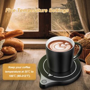 welltop Coffee Mug Warmer, Electric Beverage Warmer with Five Temperature Settings (Up to 212℉/100℃), Coffee Warmer Plate for Cocoa Tea Water Milk with Auto Shut Off, Office/Home Use, Blackk (No Mug)