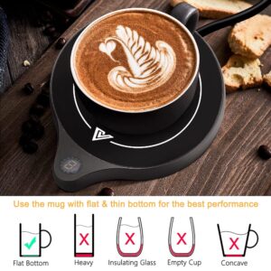 welltop Coffee Mug Warmer, Electric Beverage Warmer with Five Temperature Settings (Up to 212℉/100℃), Coffee Warmer Plate for Cocoa Tea Water Milk with Auto Shut Off, Office/Home Use, Blackk (No Mug)
