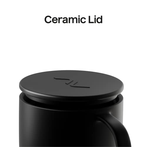 Gravette Smart Temperature Control Hot Mug, 12oz, 350mL Capacity, 10W Fast Wireless Charging Coaster, Heated Ceramic Coffee Mug with Aluminium-Alloy Smart Warmer Base (Black)