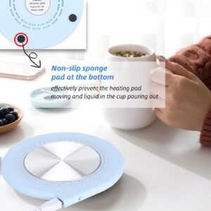 Coffee Mug Warmer, 10 W Compact Portable Candle Warmer Plate USB Charge with Non-Slip Sponge Pad Easy-to-Use Durable Mug Warmer for Tea, Water, Cocoa, Soup, Tea, Milk(blue)