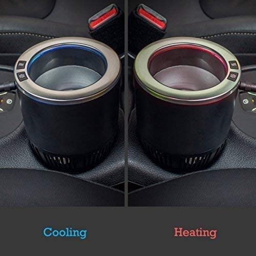 BFYCHYC Premium 2-in-1 Car Cup Warmer Cooler Smart Car Cup Mug Holder | Perfect Car Tumbler Holder for Commuter / Road Tripper Present (Black and Silver), HEB-01