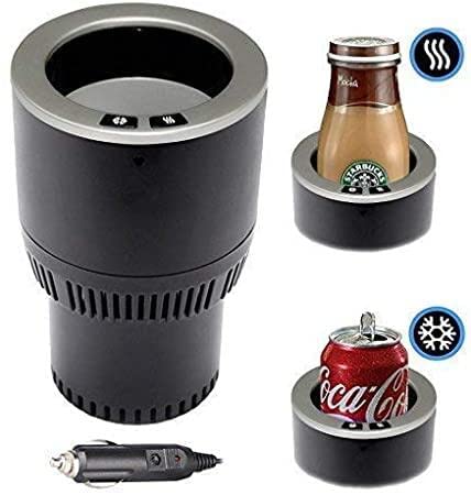 BFYCHYC Premium 2-in-1 Car Cup Warmer Cooler Smart Car Cup Mug Holder | Perfect Car Tumbler Holder for Commuter / Road Tripper Present (Black and Silver), HEB-01