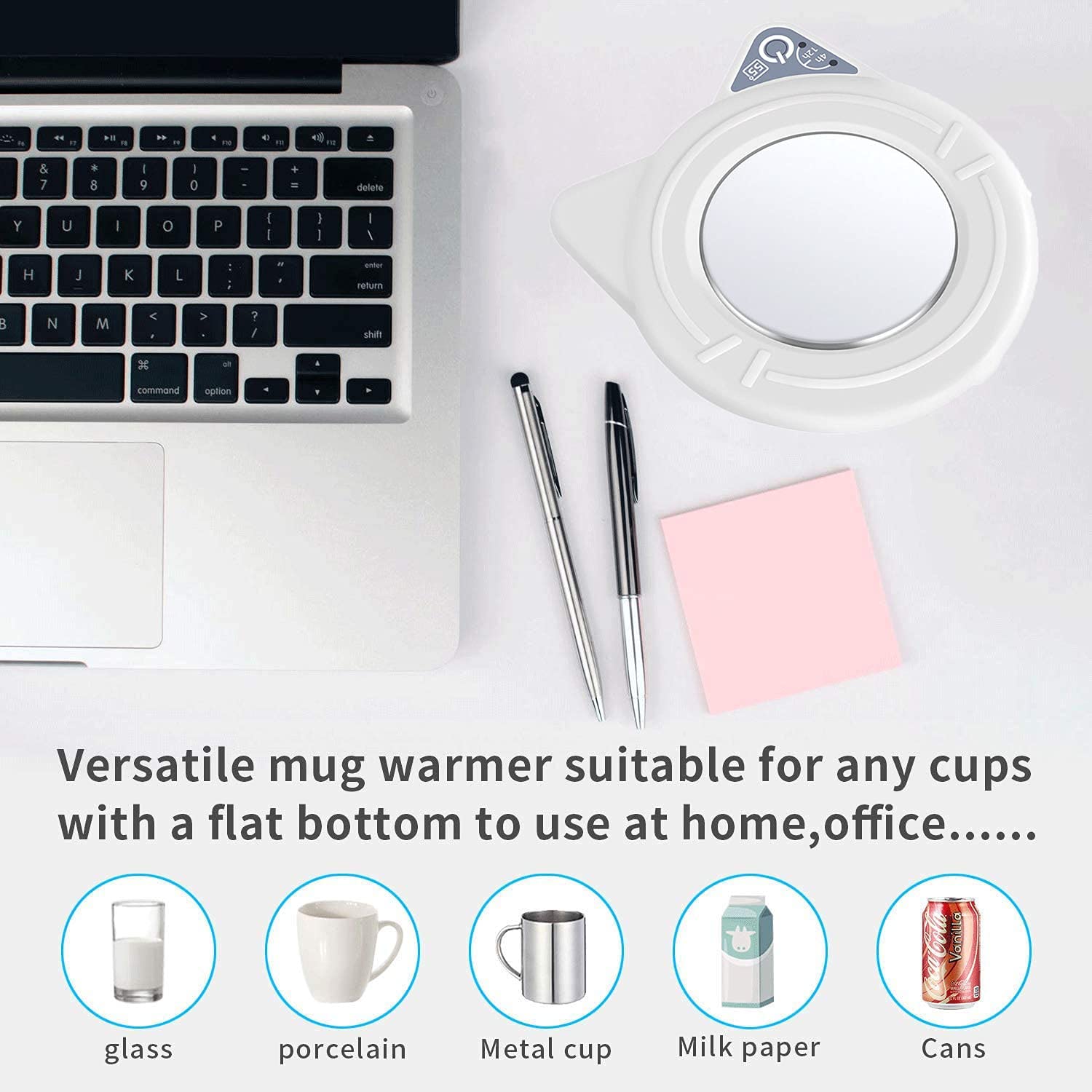 USB Coffee Mug Warmer, Coffee Cup Warmer for Desk Electric Cup Warmer Plate Tea Milk Candle, Beverage Warmer Heated Plate for Office Home Use and Best Gift for Coffee Lovers(Up to 131F/55C)