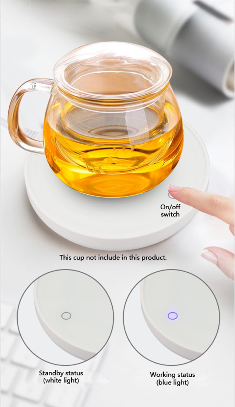 Fshopping Smart Cup Warmer Pad Coffee Mug Warmer for Coffee Tea Beverage Milk Cocoa Water Soup