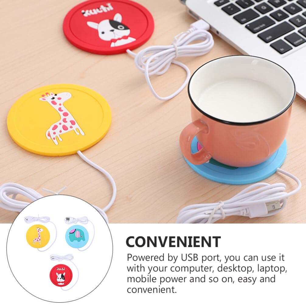 SOLUSTRE 3pcs Heating Coaster Coffee Coasters Heated Mug for Coffee Coffee Warmers Silicone Heating Coaster Mug Warmer Coaster Heater Coaster Mat Office Cup Warmer USB Heating Coaster Gift