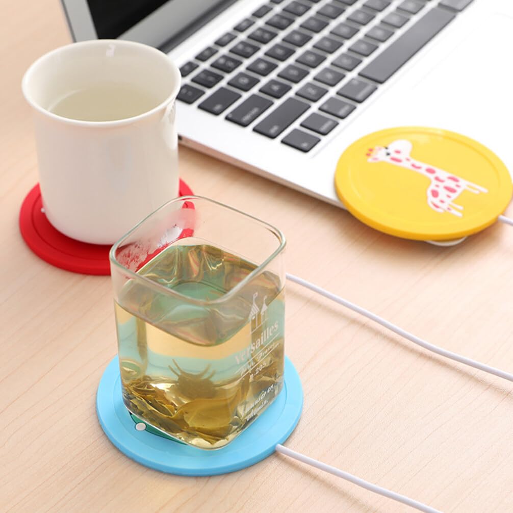 SOLUSTRE 3pcs Heating Coaster Coffee Coasters Heated Mug for Coffee Coffee Warmers Silicone Heating Coaster Mug Warmer Coaster Heater Coaster Mat Office Cup Warmer USB Heating Coaster Gift