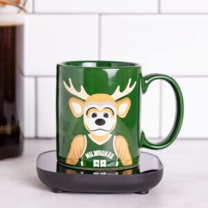 Uncanny Brands NBA Milwaukee Bucks Bango Mascot Mug Warmer with Mug – Keeps Your Favorite Beverage Warm - Auto Shut On/Off