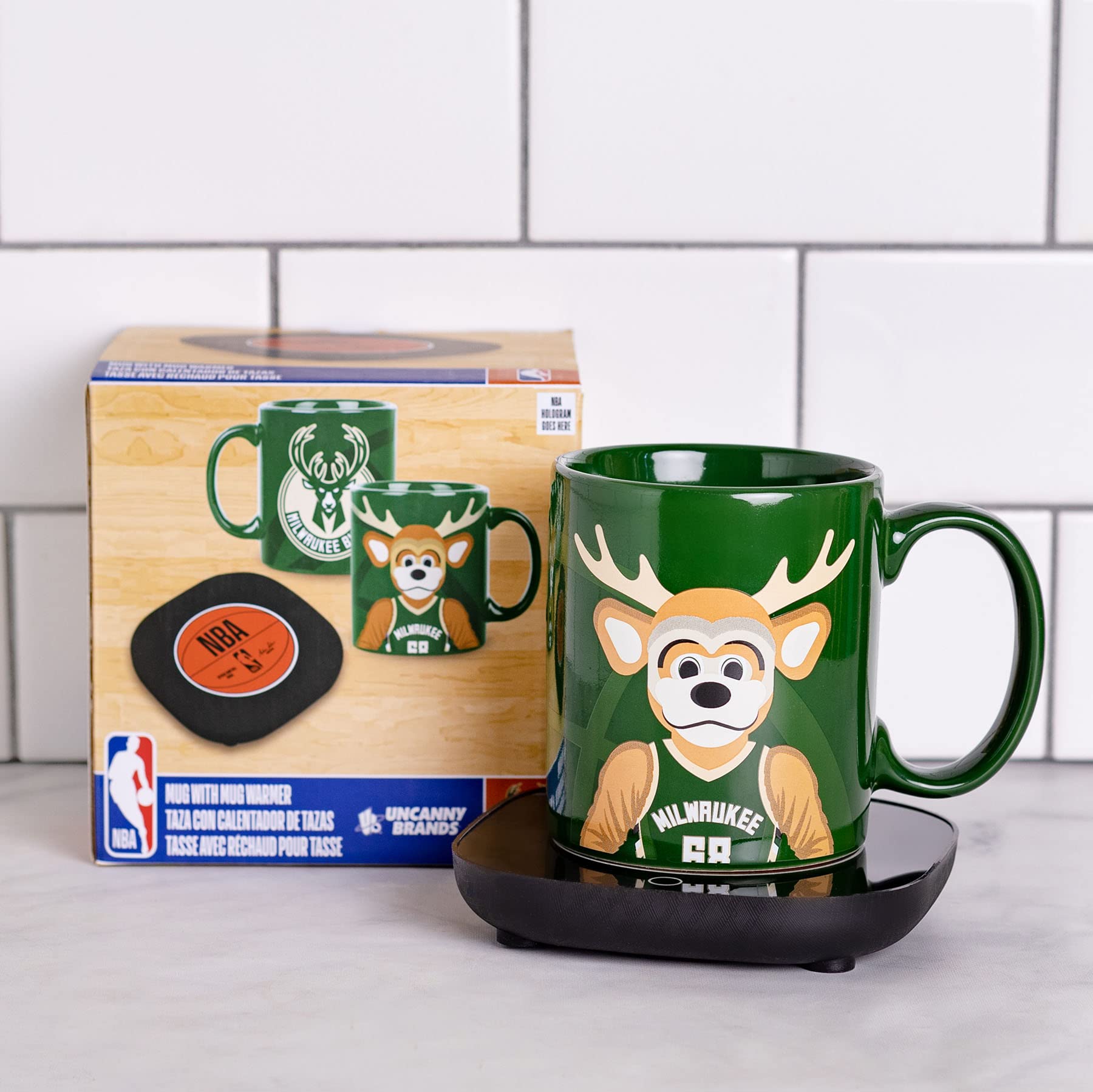 Uncanny Brands NBA Milwaukee Bucks Bango Mascot Mug Warmer with Mug – Keeps Your Favorite Beverage Warm - Auto Shut On/Off