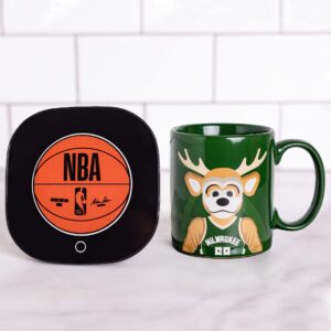 Uncanny Brands NBA Milwaukee Bucks Bango Mascot Mug Warmer with Mug – Keeps Your Favorite Beverage Warm - Auto Shut On/Off