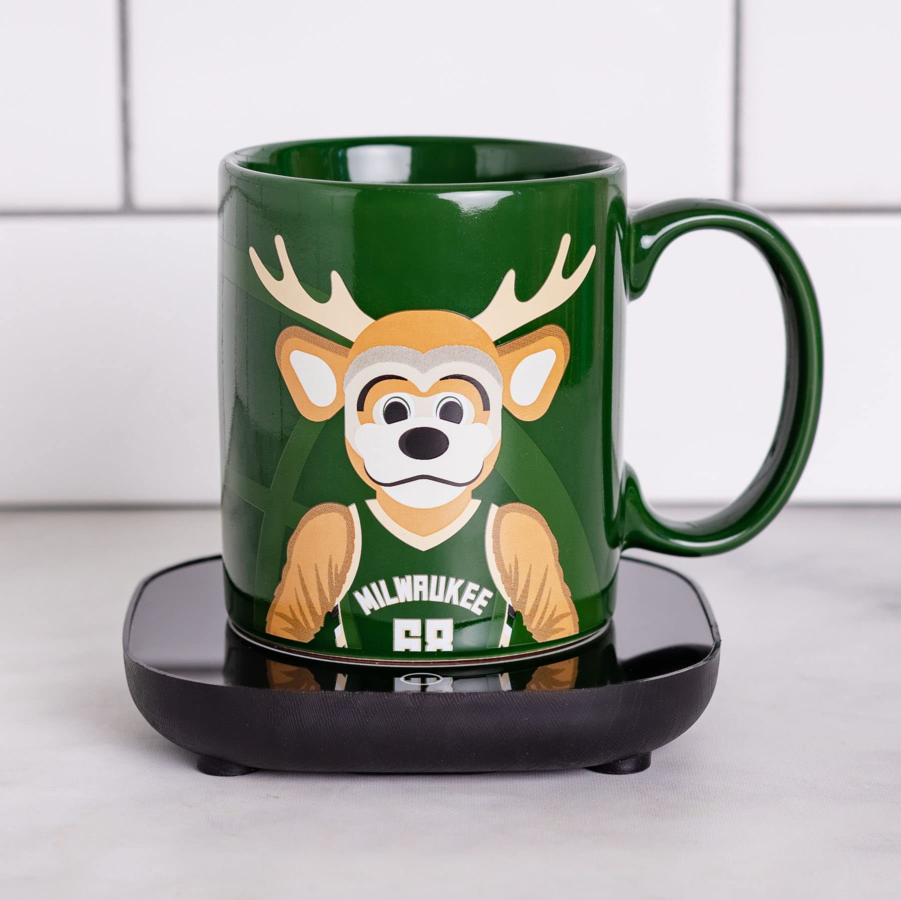Uncanny Brands NBA Milwaukee Bucks Bango Mascot Mug Warmer with Mug – Keeps Your Favorite Beverage Warm - Auto Shut On/Off