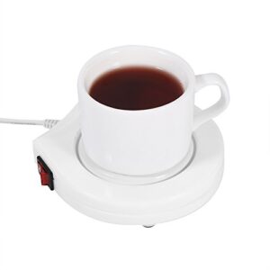 coffee mug warmer, electric powered cup warmer heater pad mat for coffee tea milk mug, desktop beverage warmer for office home, white, 110v us plug
