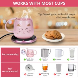 Nouvati Candle Warmer/Mug Warmer/Coffee Warmer for Desk Auto Shut-Off: Excellent Heating, 2 Heating Modes, Safety Features, Sleek Desig& Compact; Tea Warmer (Rose Pink 4H)