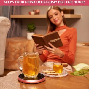 Nouvati Candle Warmer/Mug Warmer/Coffee Warmer for Desk Auto Shut-Off: Excellent Heating, 2 Heating Modes, Safety Features, Sleek Desig& Compact; Tea Warmer (Rose Pink 4H)