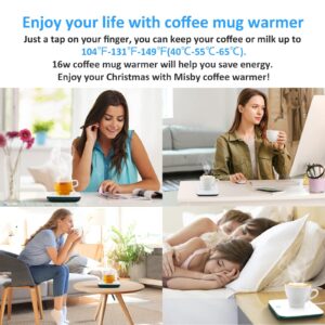 Misby Mug Warmer, Coffee Cup Warmer with Auto Shut Off Coffee Warmer for Desk Use, Electric Coffee Mug Warmer Keep Coffee, Beverage, Milk, Tea （White +Green）
