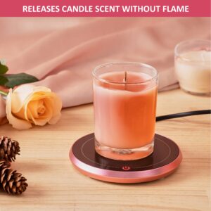 Nouvati Candle Warmer/Mug Warmer/Coffee Warmer for Desk Auto Shut-Off: Excellent Heating, 2 Heating Modes, Safety Features, Sleek Desig& Compact; Tea Warmer (Rose Pink 4H)