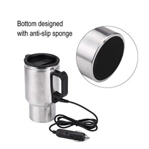 Alvinlite Travel Heating Cup Electric in‑car Stainless Steel Car Heated Thermal Mug 12V 450ml Portable Insulated for Coffee Milk Tea