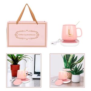 LIFKOME Coffee Mug Warmer with Mug Set Coffee Cup Warmer USB Heating Water Cup Drinking Cup Coffee Cup Mug Warmer for Desk with Auto Shut Off-with Gift Box