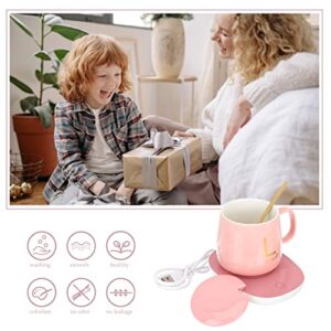 LIFKOME Coffee Mug Warmer with Mug Set Coffee Cup Warmer USB Heating Water Cup Drinking Cup Coffee Cup Mug Warmer for Desk with Auto Shut Off-with Gift Box