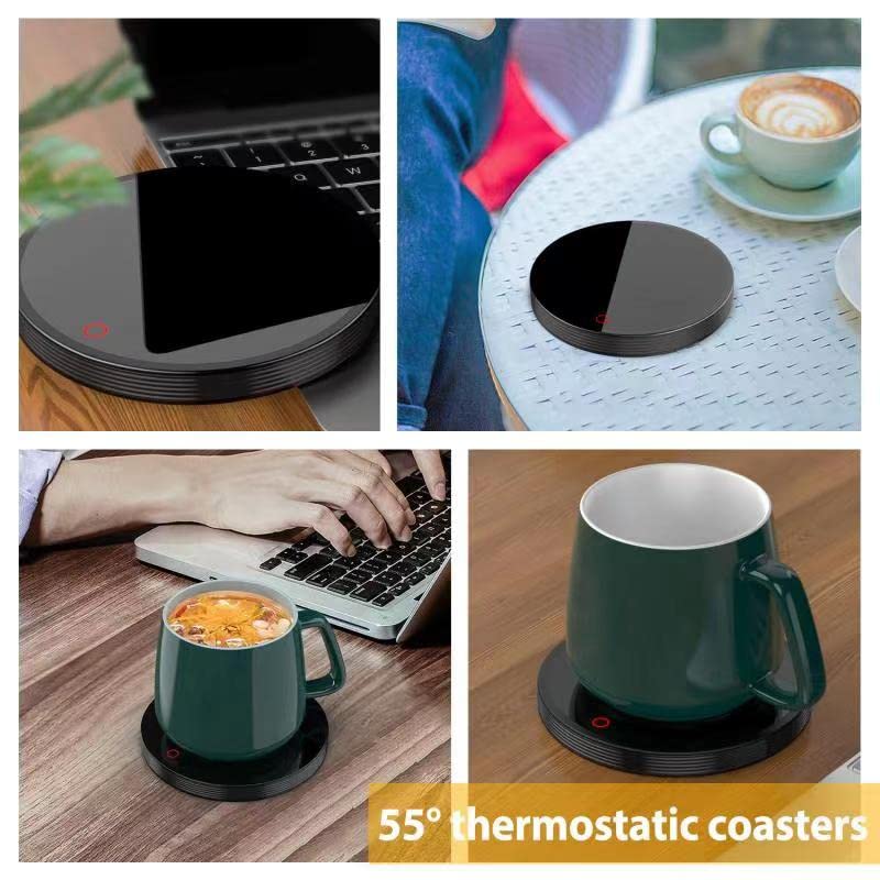 Baobaishaoze Electric Coffee Cup Warm Desk, Smart Heated tea beverage Milk Cocoa Water Soup, Touch Sensing ON / OFF, warming plate Office Home Desk Use{Black}, 4.72X4.72X0.51 (KFPY08)