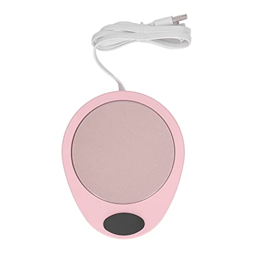 USB Mug Warmer Constant Temp Waterproof Adjustable Electric Beverage Heating Plate for Ceramic Coffee Cups (Pink White)