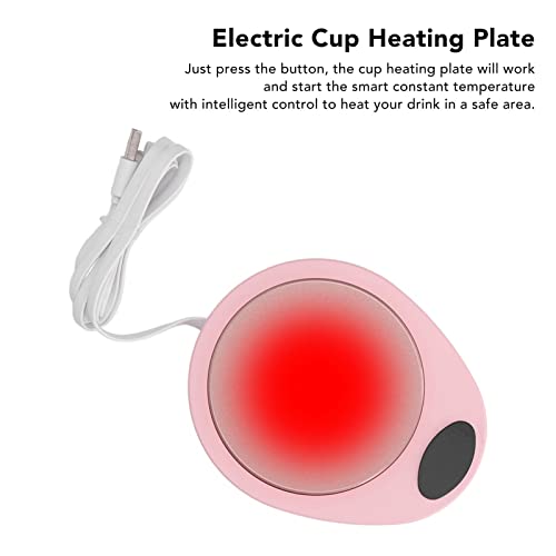 USB Mug Warmer Constant Temp Waterproof Adjustable Electric Beverage Heating Plate for Ceramic Coffee Cups (Pink White)