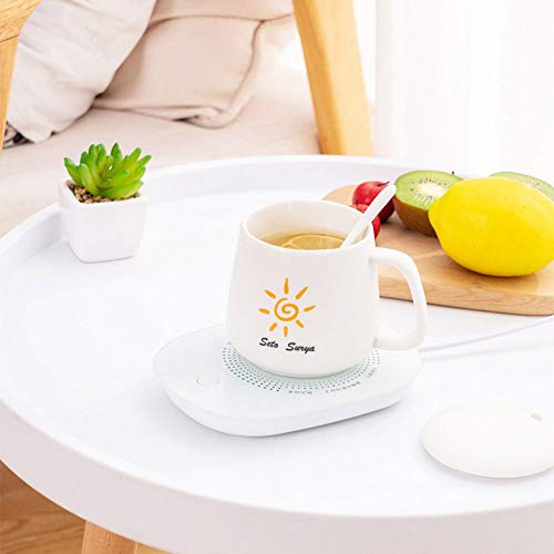 Coffee Cup-Warmer, Smart Coffee Mug Warmer for Desk, Auto On/Off Gravity Induction Switch, Safely Use for Office/Home to Warm Coffee Candle Tea Milk, Christmas/Birthday Gift, White